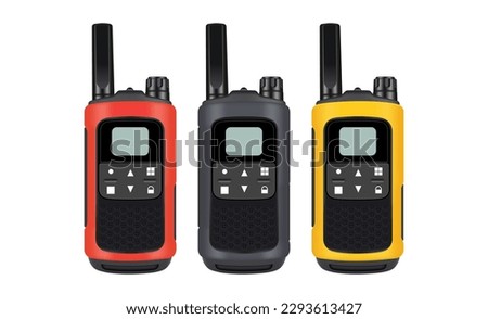 Realistic Walkie-Talkie Set, Isolated on White Background. Vector Illustration