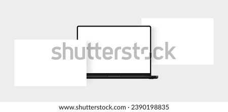 Modern Black Laptop With Blank Web Screens, Front View. Mockup For Showcasing Web-Design Projects. Vector Illustration