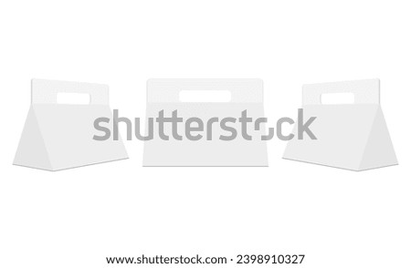 Triangle Boxes With Handles, Front, Side View, Isolated On White Background. Vector Illustration