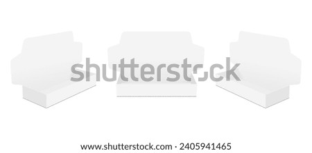 Cardboard Flip Top Mailer Boxes, Opened Lid, Front And Side View, Vector Illustration