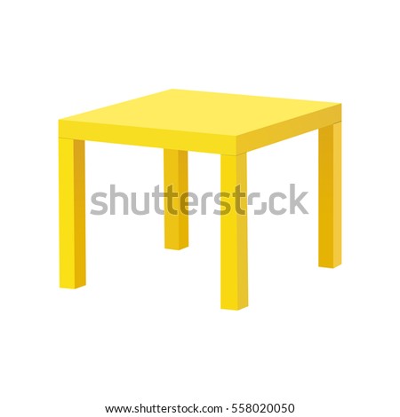 Yellow square table isolated on white background. Vector illustration