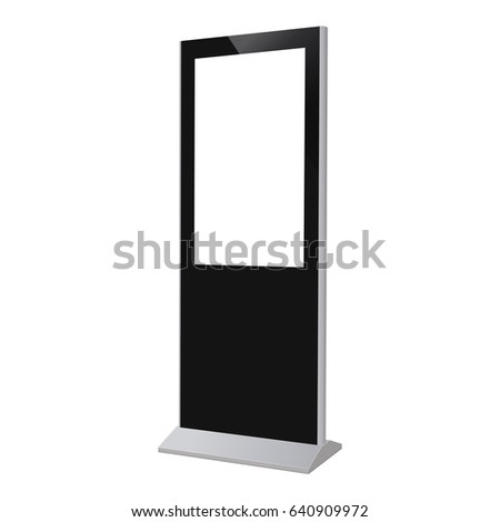 Digital kiosk display, electronic poster ViewSonic with blank screen. Mockup to showcasing your advertising projects. Vector illustration
