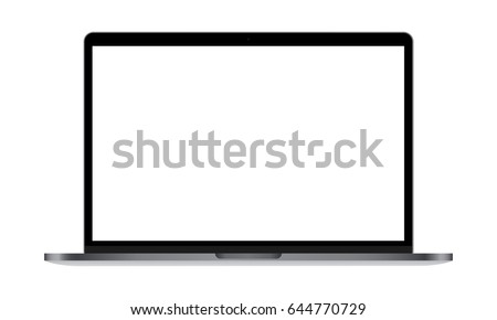 Laptop Macbook Pro with blank screen isolated. Mockup to showcase responsive website design. Vector illustration