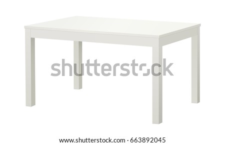 White rectangular table isolated. Vector illustration