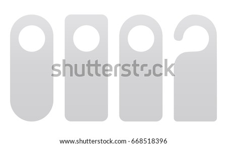 Set of door hangers isolated on white background. Door hanger mockup. Vector illustration