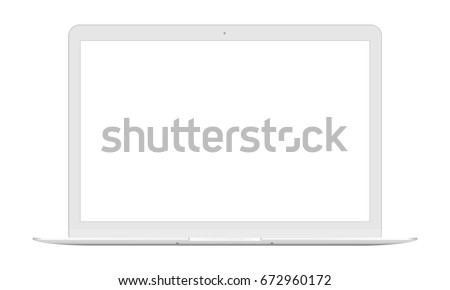 Laptop Macbook front view -  white mockup isolated. Vector illustration