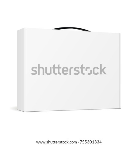 Box with handle for laptop - half side view. Mockup for your design and logo. Vector illustration