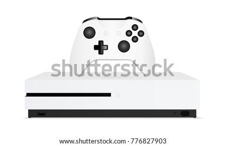 Game console with joystick isolated on white background. Vector illustration