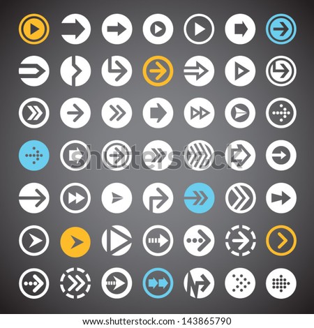 Set of flat arrow icons in circle for web design, mobile apps and buttons