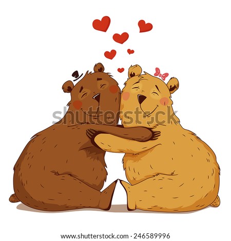 Love Bears, Cuddling. Stock Vector Illustration 246589996 : Shutterstock