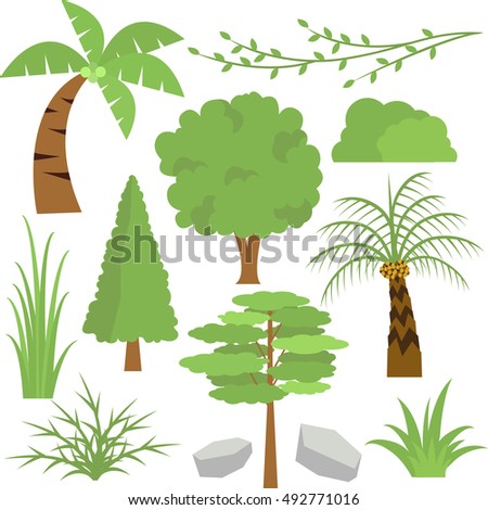 Jungle Trees Stock Vector Illustration 492771016 : Shutterstock