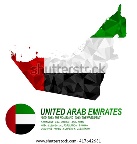 Uae Flag Overlay On Uae Map With Polygonal Style.(Eps10 Art Vector ...