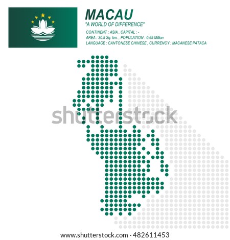 Dot style of Macau map and flag on white background.(EPS10 art vector)