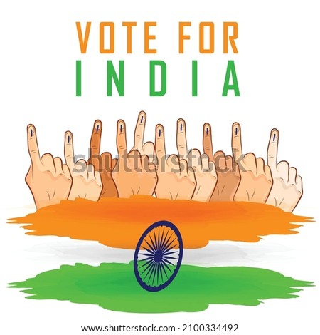 Vote with hand of India election - India Map - Ashok Chakra
People Voting, Election Day, Voting booths with men and women casting at a polling place, vote with hand - vector illustration