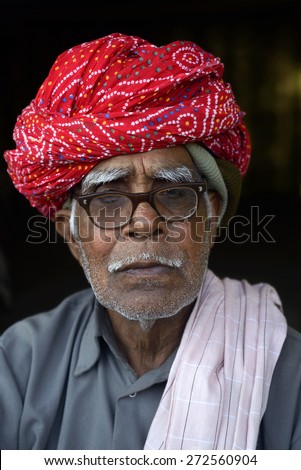 A man from rural upper India at Gangasagar Fair on January 10, 2015 in Calcutta, India.