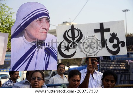 State Forum of Minorities Organization organized an all religion token Demonstration to condemn RSS leader Mr. Mohan Bhagwat's comment against Mother Teresa  on March 03, 2015 in Calcutta, India.