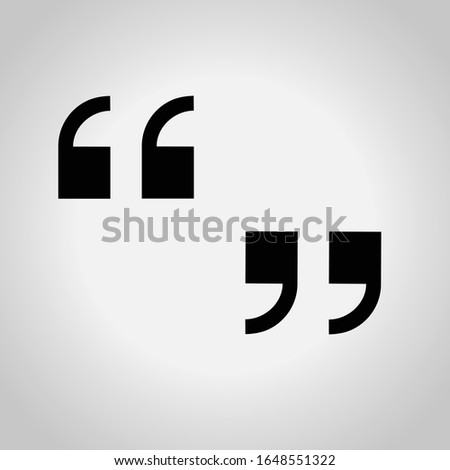 Vector icon of quotes on gray background.