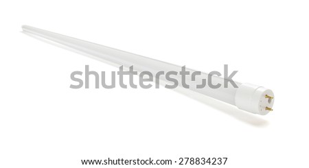 Fluorescent tube light isolated on white background
