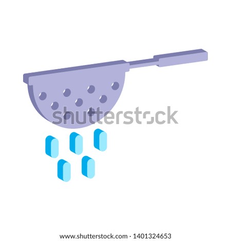 Colander icon.Isometric and 3D view.