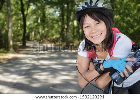 Similar – Image, Stock Photo shadow of cyclist taking photo