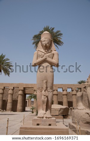 Karnak Temple, located on the eastern bank of the Nile River, opposite Luxor, the area of ​​ancient Thebes, which housed the most important religious complex in Ancient Egypt, Africa. Imagine de stoc © 