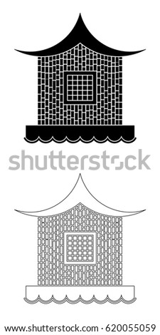 Vector Images Illustrations And Cliparts Architecture Of The Far East Bamboo House In The Eastern Style On The Ground Near The Water Hqvectors Com