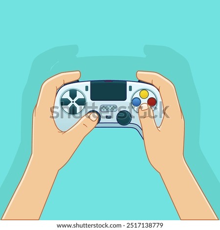 Vector Illustration of Hands Holding The Joystick 2. Wireless Gamepad.