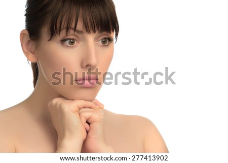 Isolated image of woman\'s face showing emotion