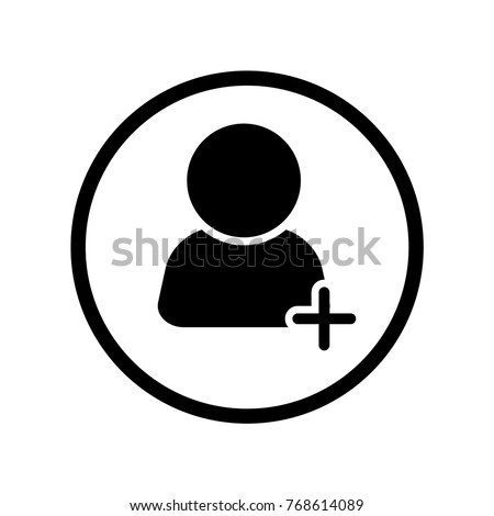 Vector of Plus User Icon in Circle, iconic symbol inside a circle, on white background. Vector Iconic Design.