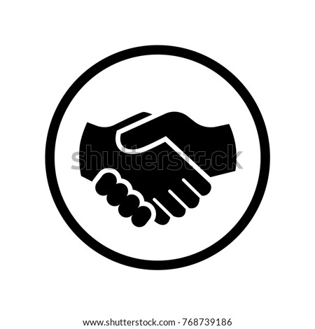 Vector of Handshake Icon in Circle, iconic symbol inside a circle, on white background. Vector Iconic Design.