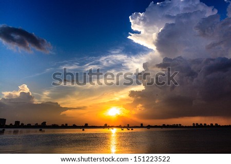 Sunset on the West lake, Hanoi, Vietnam