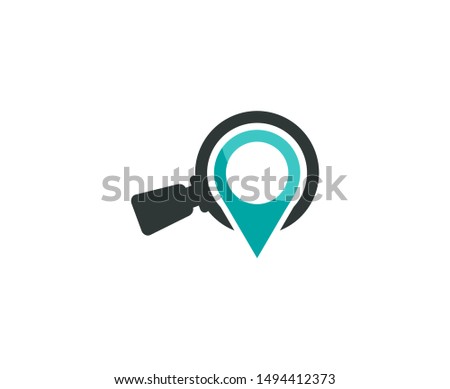 Magnifying glass logo pin map vector 