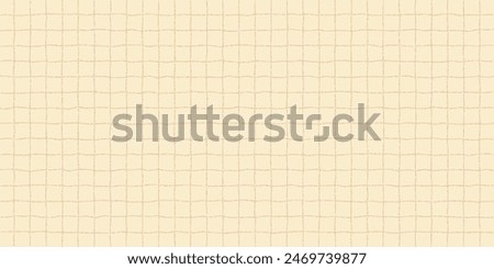 Textured sheet of yellow checkered paper with a stipple effect. Cute pastel color background, irregular geometric pattern, notebook page.