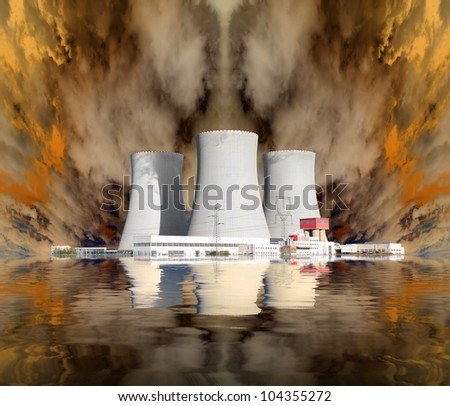 Explosion of a nuclear power plant. Environmental concept.