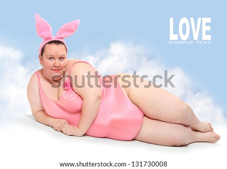Crazy postcard with funny pink Bunny.  Picture with space for your text.