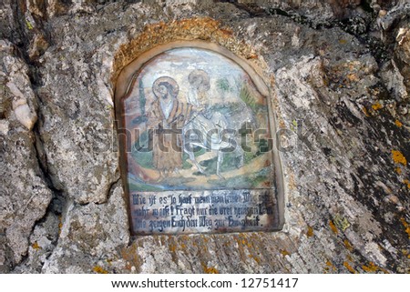 Holy Family picture in rock