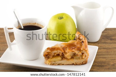 A Slice Of Apple Pie and Coffee On the table