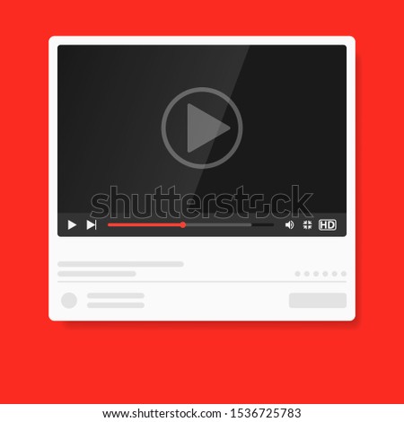 Modern video player design template. Media player window bar design mockup