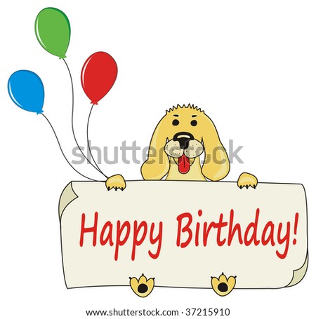 Happy Birthday Background With Dog And Balloons Stock Vector ...