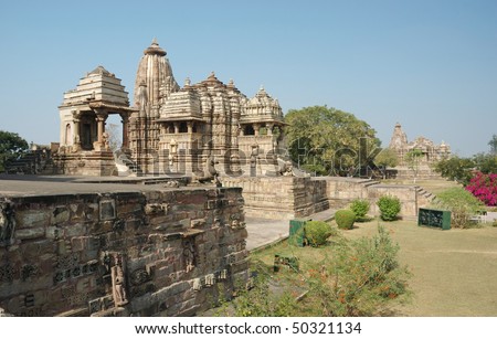Hindu temples in Khajuraho - famous sacred place of India,world heritage site