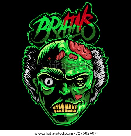 Halloween Zombie Graphic Illustration for art print sticker or tees