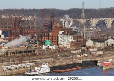 A busy industrial scene on the Monongahela River