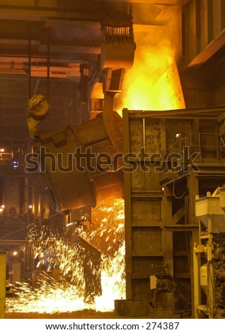 Molten steel pouring.