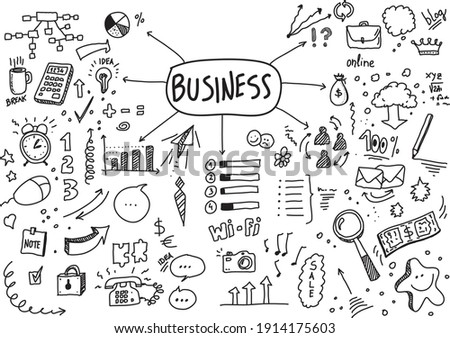 Business vector hand drawn doodles