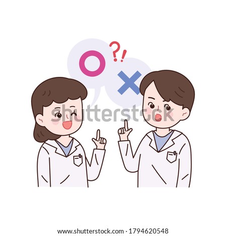 A female doctor and a male doctor are discussing O X.