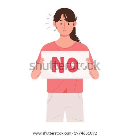 Similar – Image, Stock Photo No is written on one hand. Border, protest, defense,