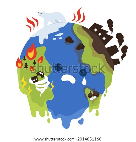 Global warming is caused by environmental pollution. The melting earth sheds tears and mourns. Melting Arctic, air pollution, water pollution, abnormal climate, etc.