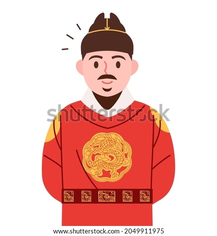 Korean national day 'Hangeul Day' concept person illustration. Simplified cute character of the great Korean 'Sejong the Great'.