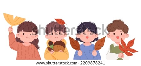 Similar – Image, Stock Photo Child playing with acorns