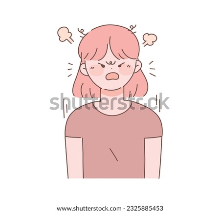 Similar – Image, Stock Photo Young emotional very angry and worried woman screaming. Screaming woman -African descent- covering her ears